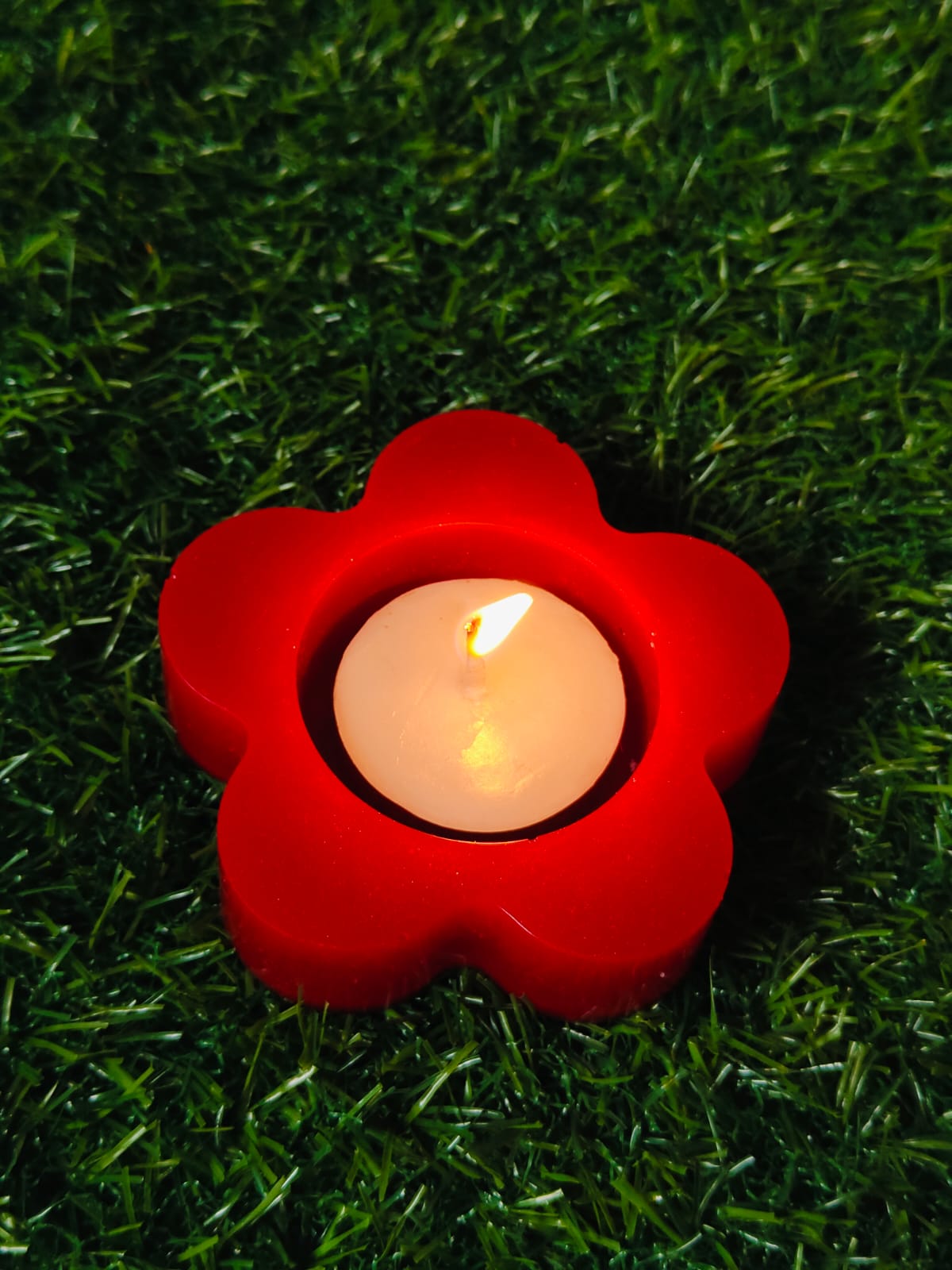 Red Floral Resin Candle Holder